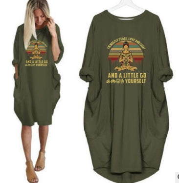 I'm mostly letters printed European and American loose casual summer dresses