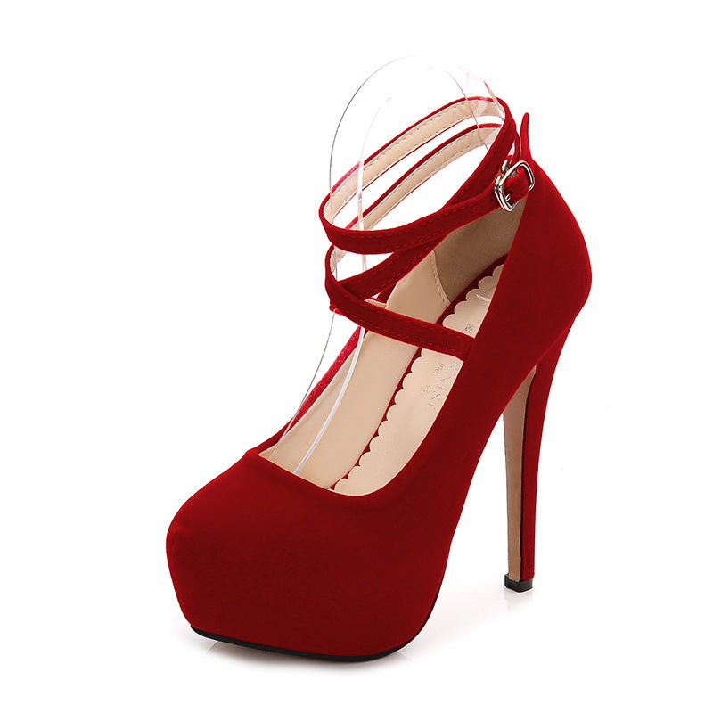 Cross strap high heels