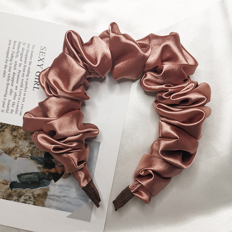 Imitation Silk Pure Color Bubble Folds Fine Hair Hoop All-Match Hair Accessories Purple Large Intestine Knotted Face Wash Hair With Headdress