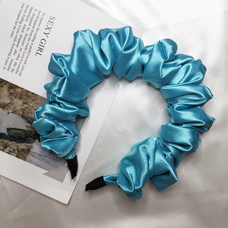 Imitation Silk Pure Color Bubble Folds Fine Hair Hoop All-Match Hair Accessories Purple Large Intestine Knotted Face Wash Hair With Headdress
