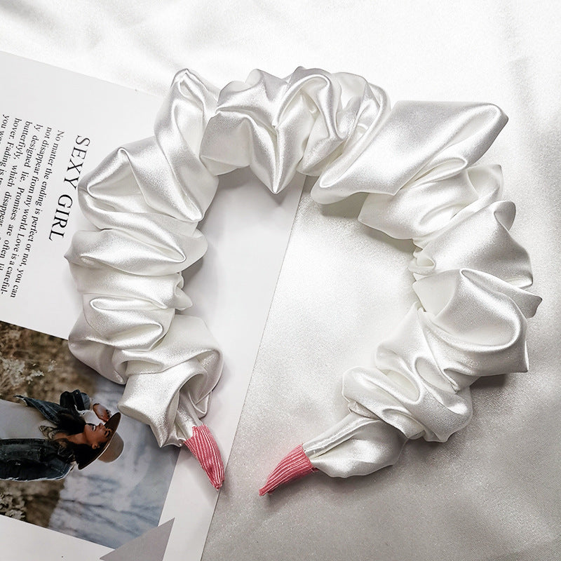 Imitation Silk Pure Color Bubble Folds Fine Hair Hoop All-Match Hair Accessories Purple Large Intestine Knotted Face Wash Hair With Headdress