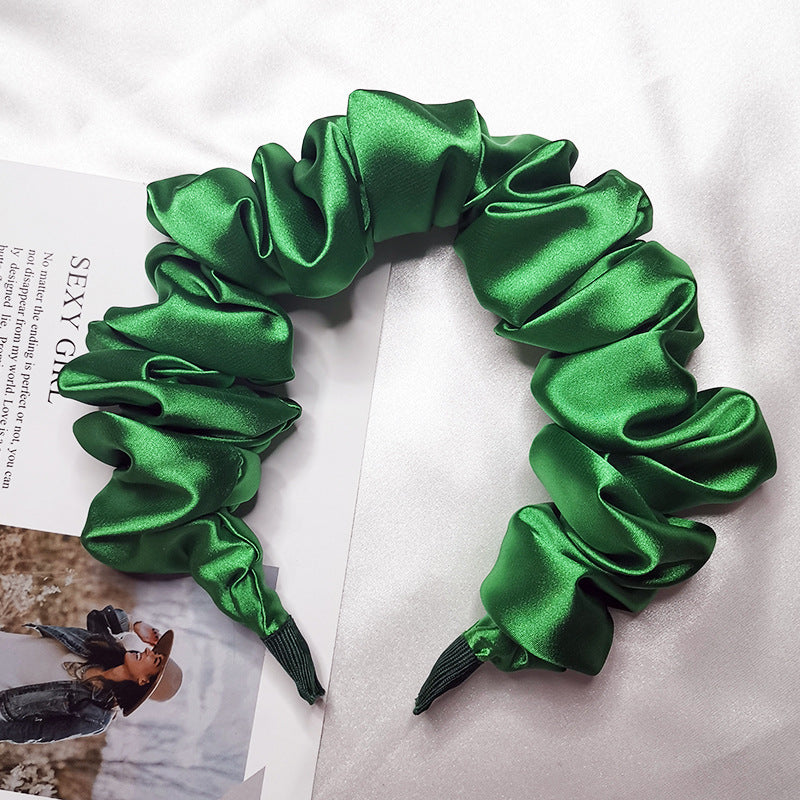 Imitation Silk Pure Color Bubble Folds Fine Hair Hoop All-Match Hair Accessories Purple Large Intestine Knotted Face Wash Hair With Headdress
