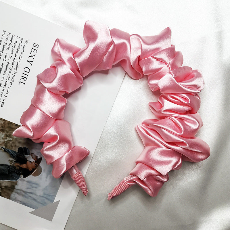Imitation Silk Pure Color Bubble Folds Fine Hair Hoop All-Match Hair Accessories Purple Large Intestine Knotted Face Wash Hair With Headdress