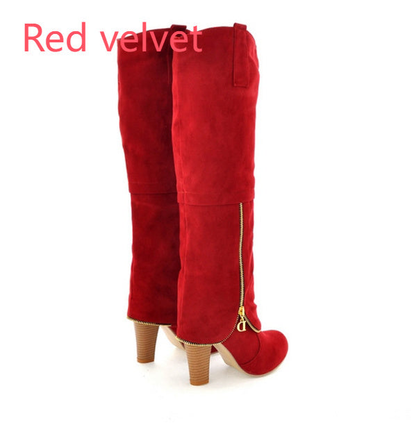 Suede frosted women's boots thick high-heeled boots