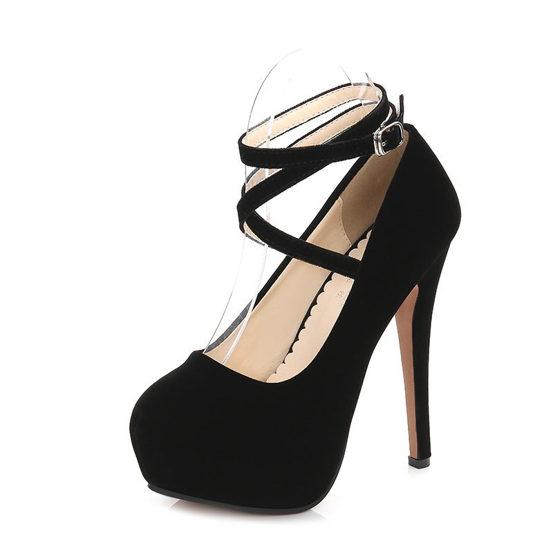 Cross strap high heels