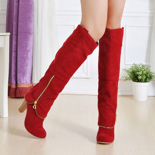 Suede frosted women's boots thick high-heeled boots