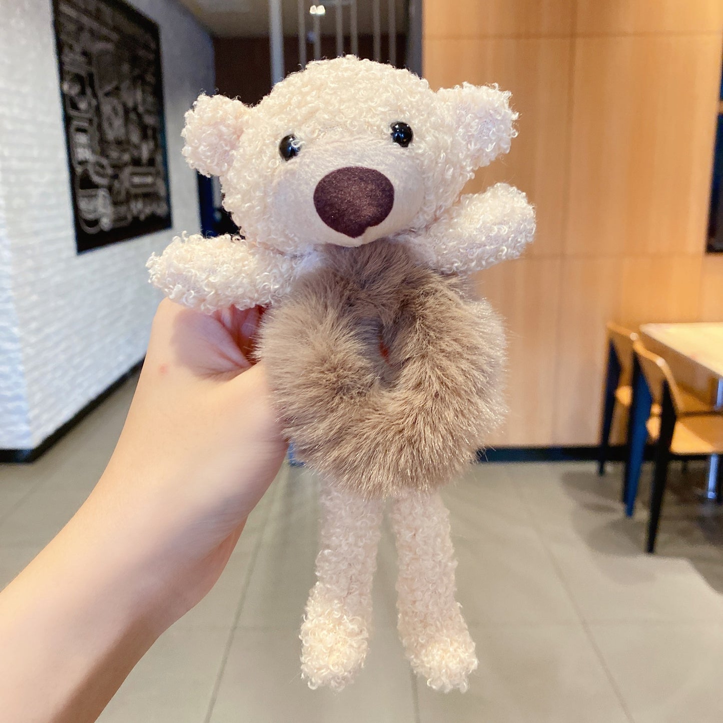 Cute Bear Hugs Plush Hair Ring