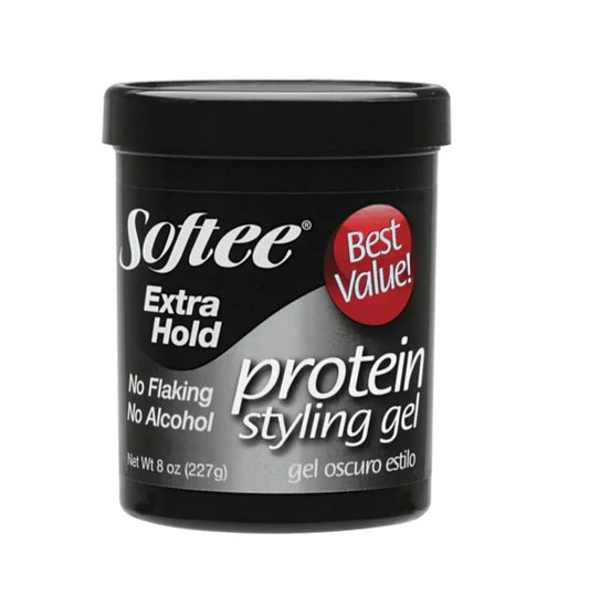 Softee Extra Hold Protein Styling Gel 32 oz. Jar, Frizz Control, Non-Flaking, Unisex