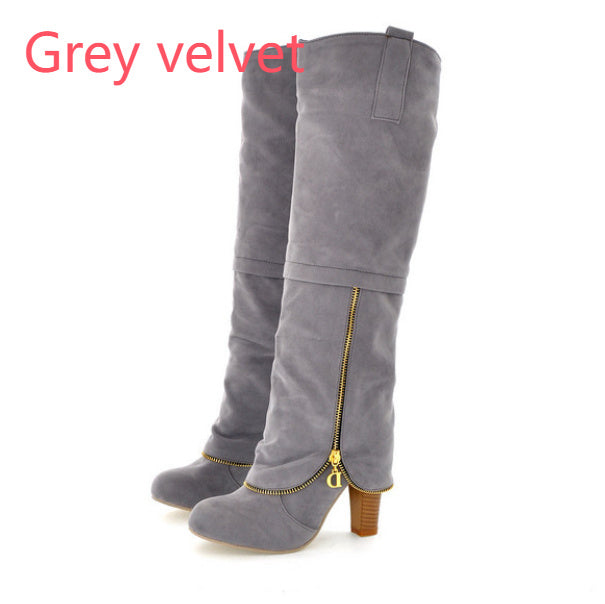 Suede frosted women's boots thick high-heeled boots